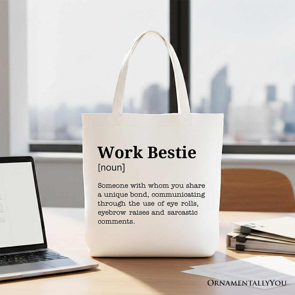 Work Bestie Definition Canvas Tote Bag, Funny Office Gift