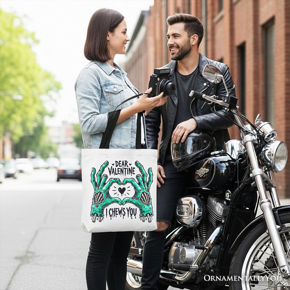 Zombie Valentine I Chews You Canvas Tote Bag Horror Gift