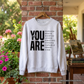 Inspirational Words Sweatshirt, Minimalist White Sweater for Encouraging and Loving Significant Others
