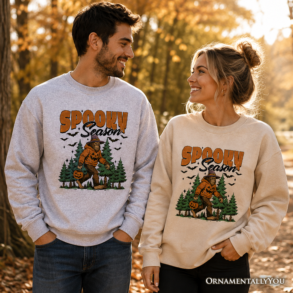 Spooky Season Bigfoot Sweatshirt, Halloween Sasquatch Pumpkin Sweater