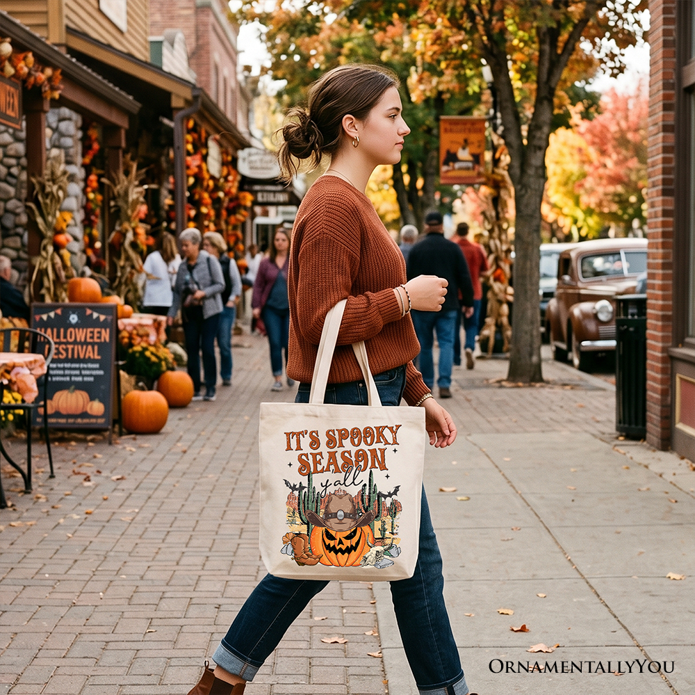 It's Spooky Season Y'all Canvas Tote, Western Halloween Bag