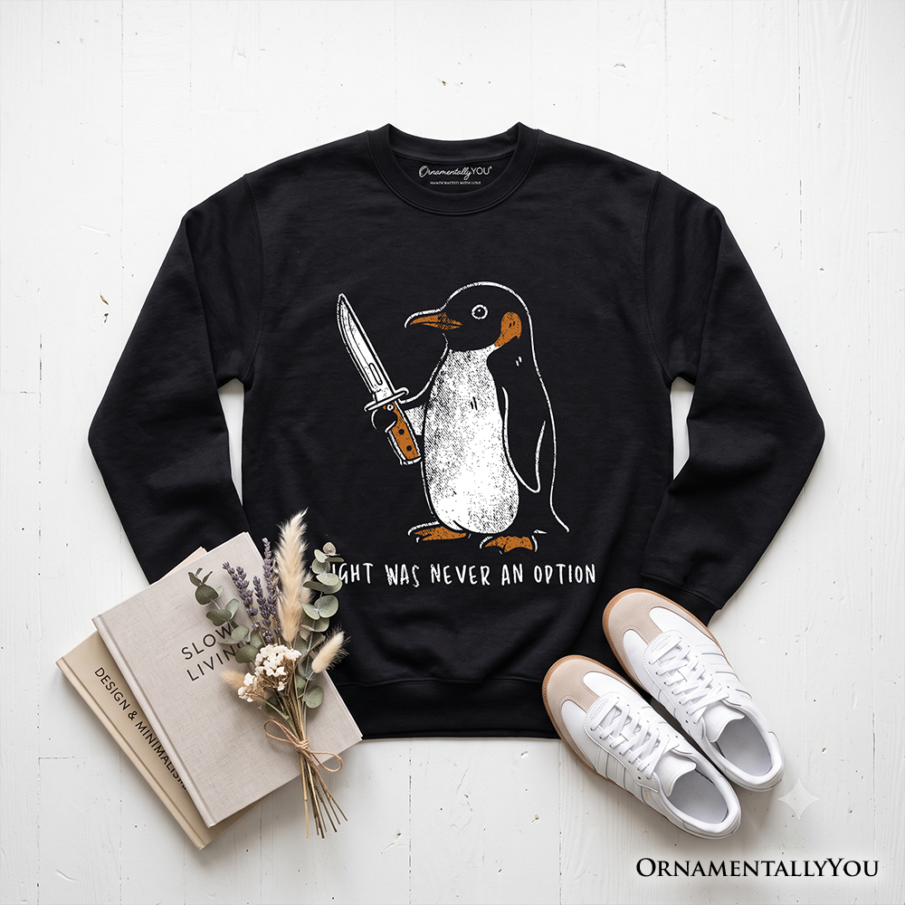 Flight Was Never an Option Penguin Sweatshirt, Funny Dark Humor Knife Sweater