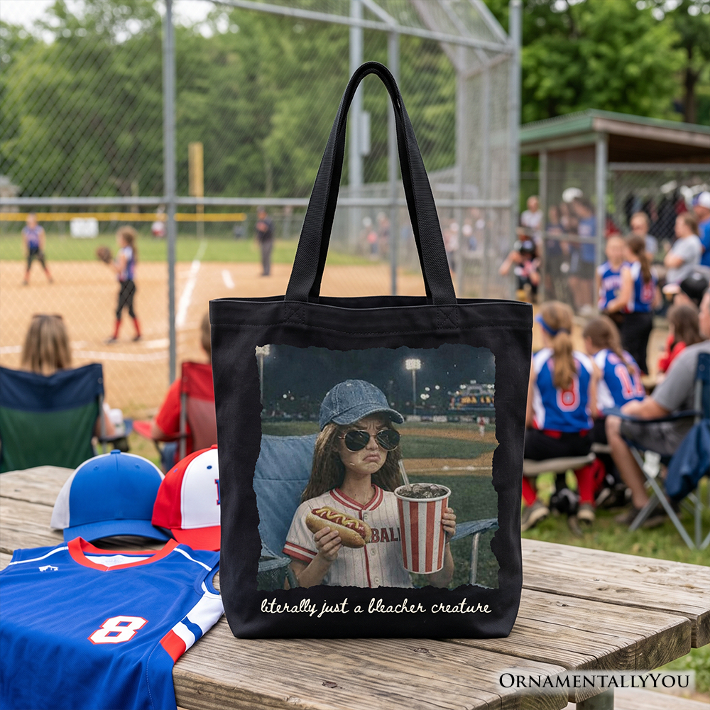 Funny Doll Face Baseball Tote Bag, Sports Fan Mom Gift Shopper
