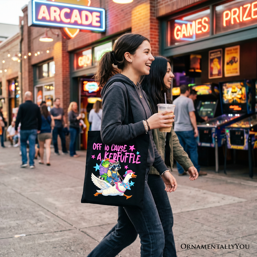 Off To Cause A Kerfuffle Funny Animal Graphic Cotton Tote Bag