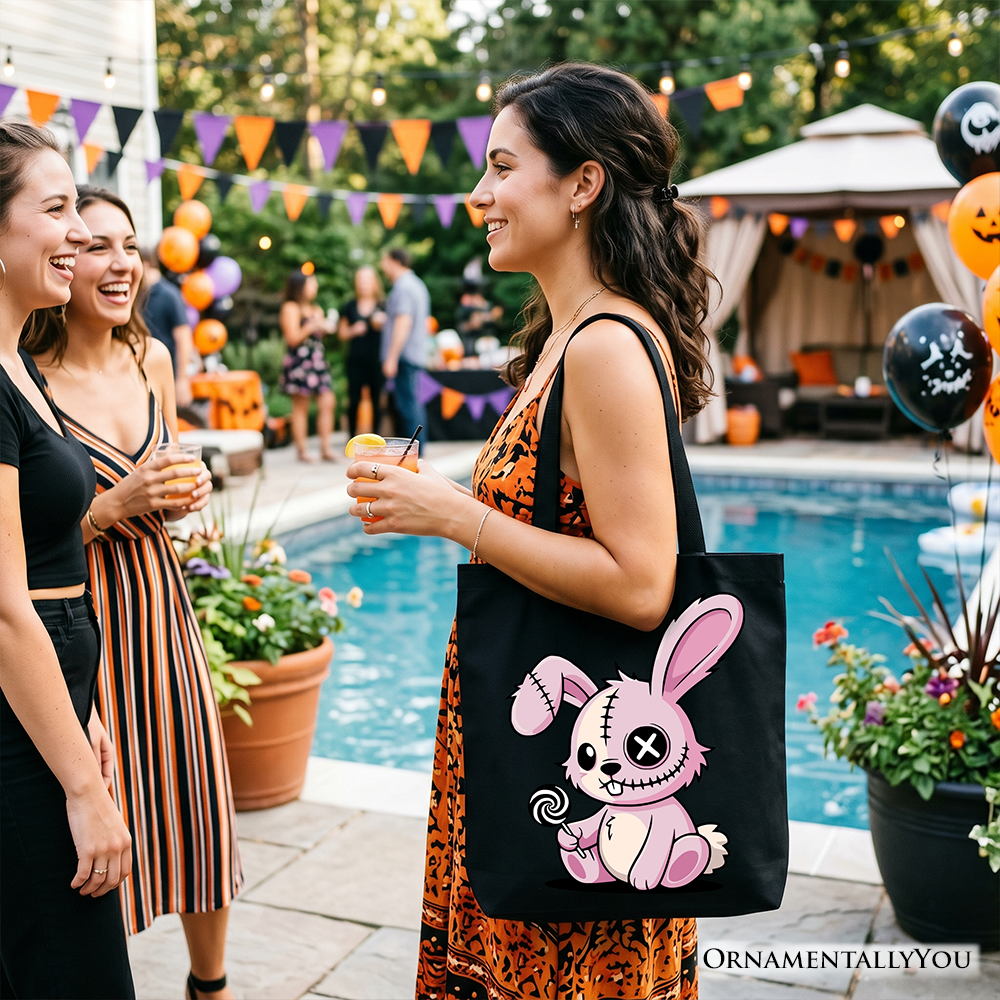 Pink Zombies Bunny Cute Gothic Halloween Shopper Tote Bag