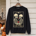 Skeleton The Lovers Sweatshirt, Tarot Card Gothic Moon Phases Rose Sweater