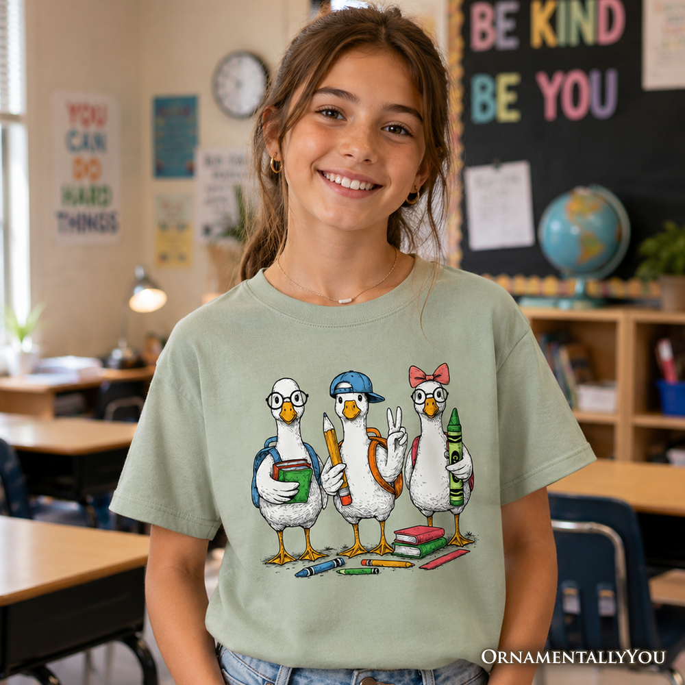 Cute Goose Back to School T-Shirt Classroom Graphic Tee