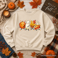 Cute Fall Characters Sweatshirt, Pumpkin Ghost Leaf Pie Autumn Sweater