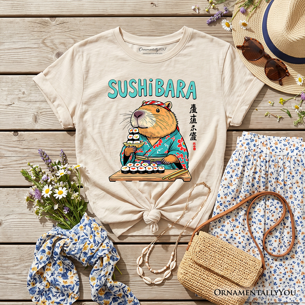 Sushibara Capybara Kids Graphic T-Shirt, Funny Cotton Tee
