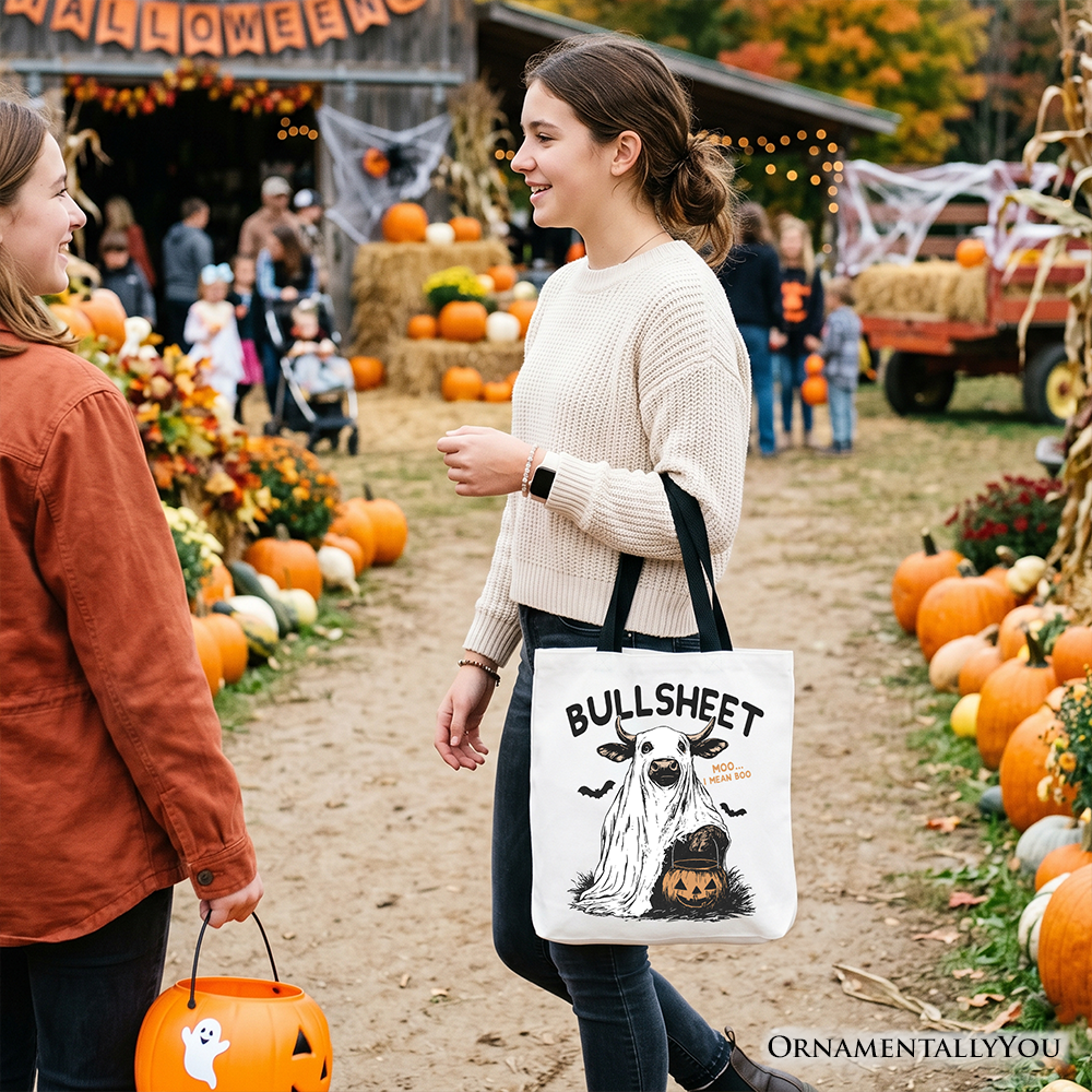 Bullsheet Halloween Bull Tote Bag, Funny Cow Trick-or-Treat Gift