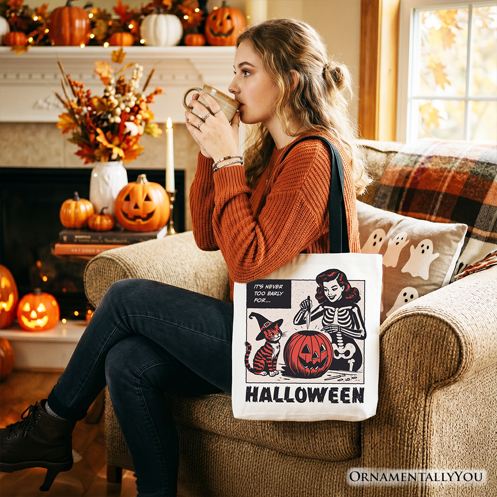 It's Never Too Early for Halloween Tote Bag, Retro Gift Shopper