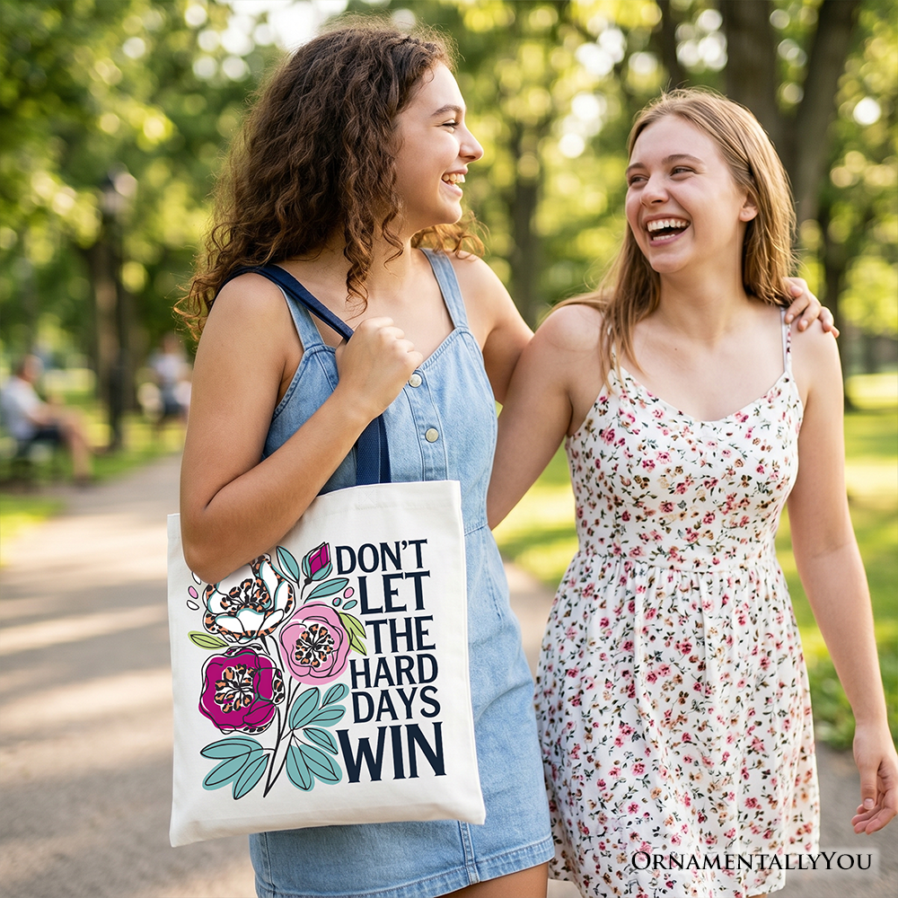 Mental Health Tote Bag, Floral Affirmation Shopper Canvas Bag