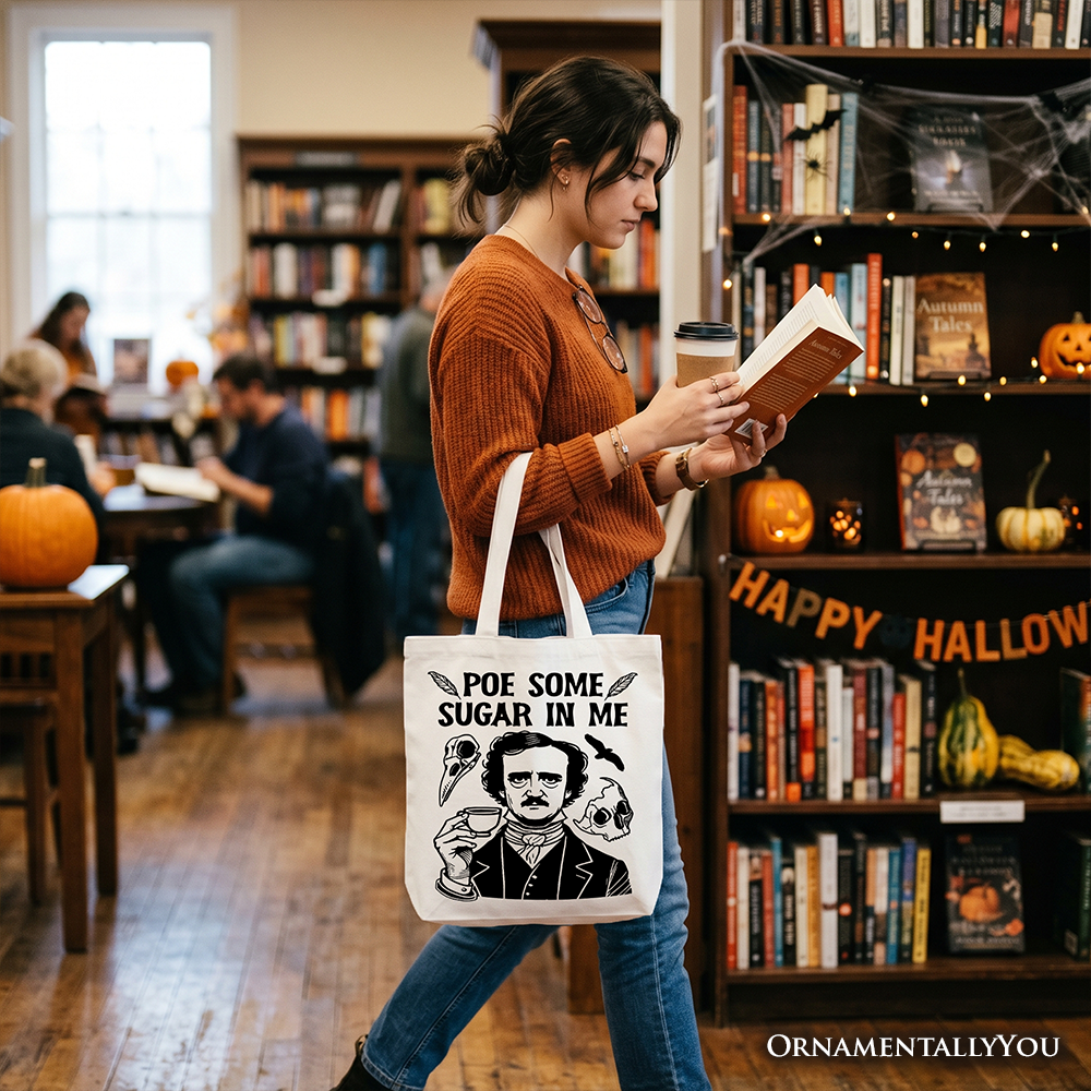 Edgar Allan Poe Tote Bag – Funny Dark Academia Literary Gift