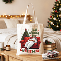 Funny Fat Santa Couch Tote Bag, Just Waiting for Christmas Gift Shopper for Lazy Holiday Season