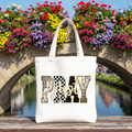 Just Pray Christian Varsity Tote Bag – Retro Leopard & Checkered Faith