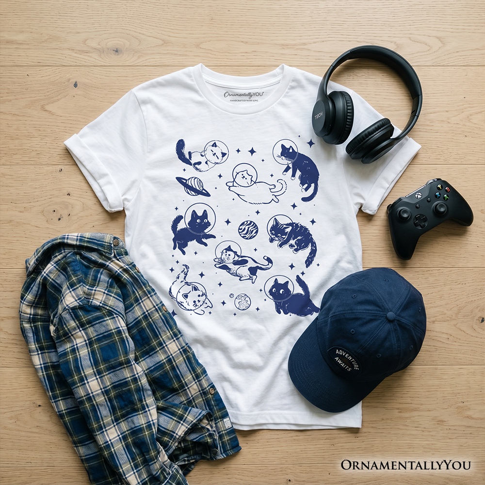 Kids Cats in Space Retro Astronaut T-Shirt