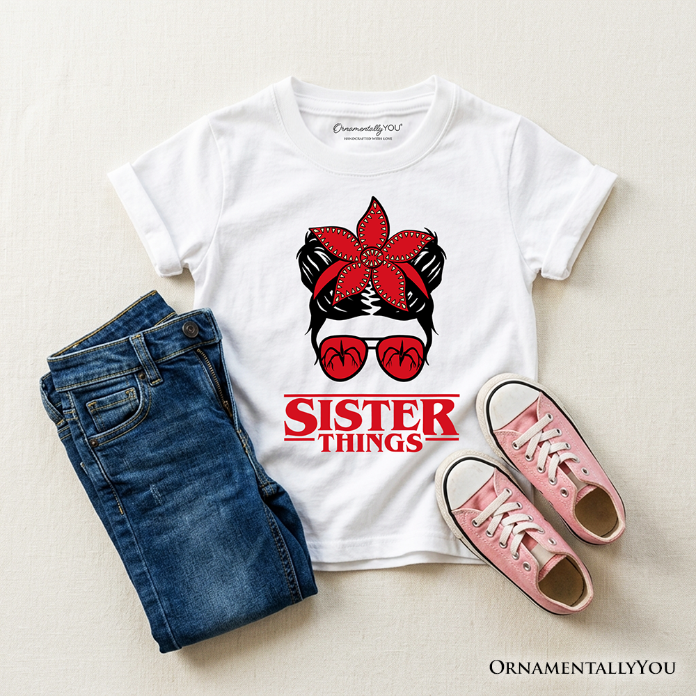 Sister Things Retro Messy Bun Graphic T-Shirt for Kids & Youth