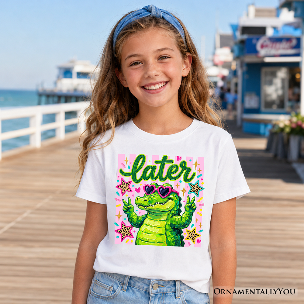 Later Alligator Kids T-Shirt - Whimsical Coquette Graphic Tee for Girls