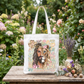 Lion of Judah Christian Tote Bag, Floral Jesus Religious Faith Gift Shopper