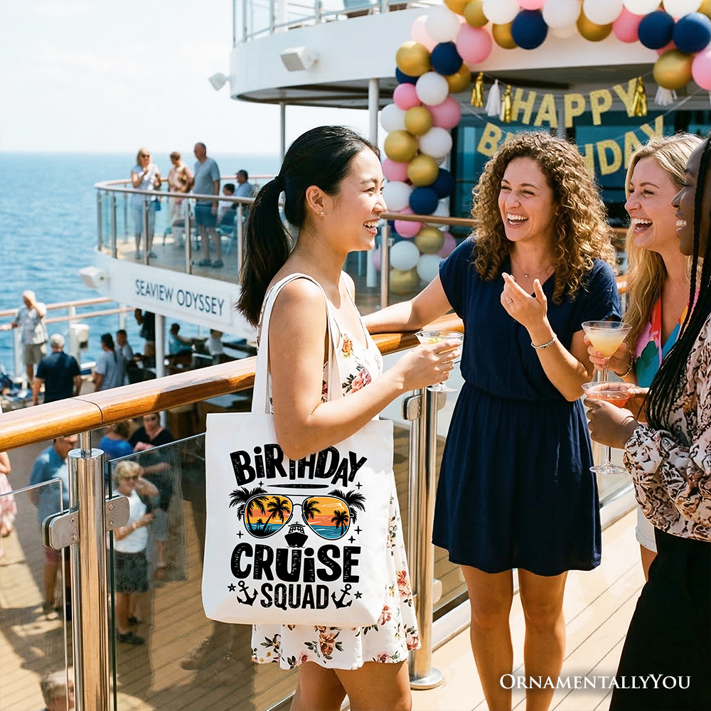 Birthday Cruise Squad Tote Bag, Coastal Vacation Shopper for Women