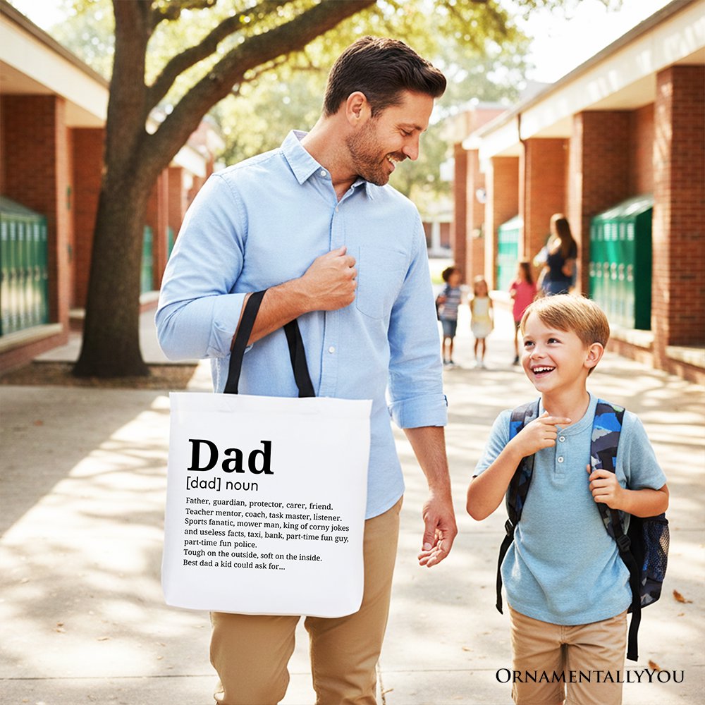 Funny Dad Definition Cotton Canvas Tote Bag, Minimalist Shopper