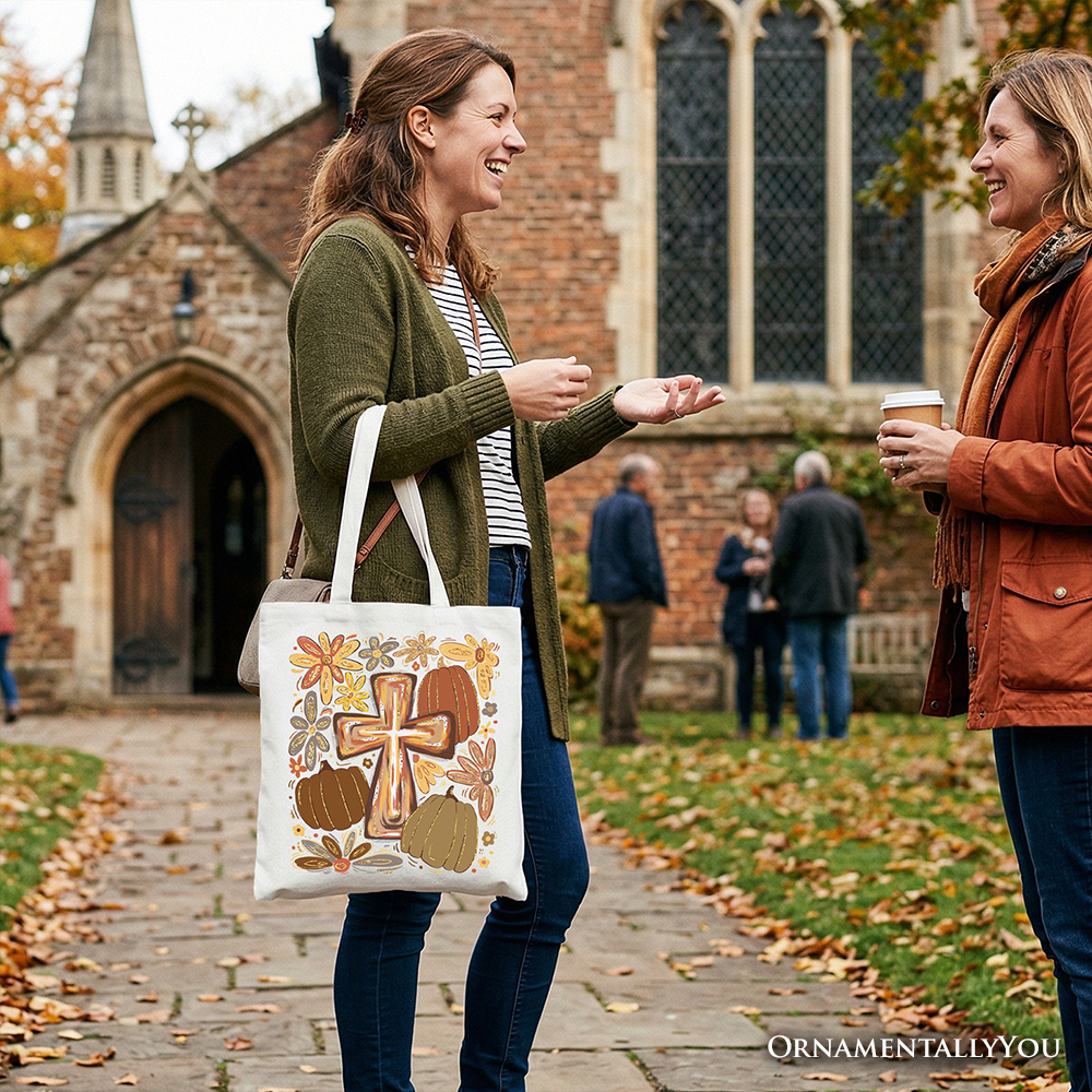 Fall Blessings Tote Bag, Autumn Christian Faith Shopper Gift
