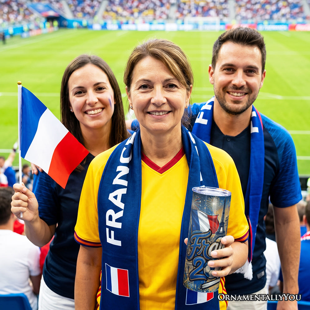 France 2026 Soccer Cup 20oz Stainless Steel Tumbler with Straw