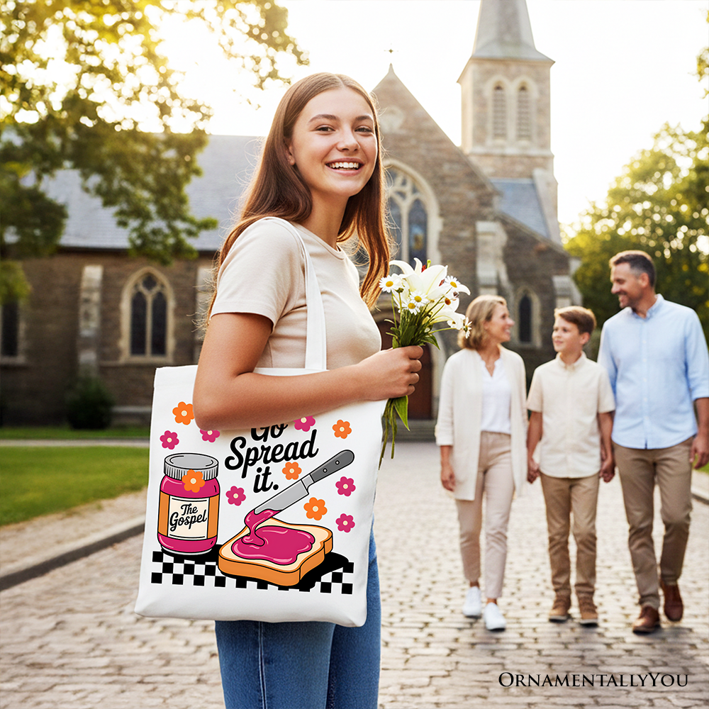 Go Spread It Christian Tote Bag Cute Gospel Jam Shopper