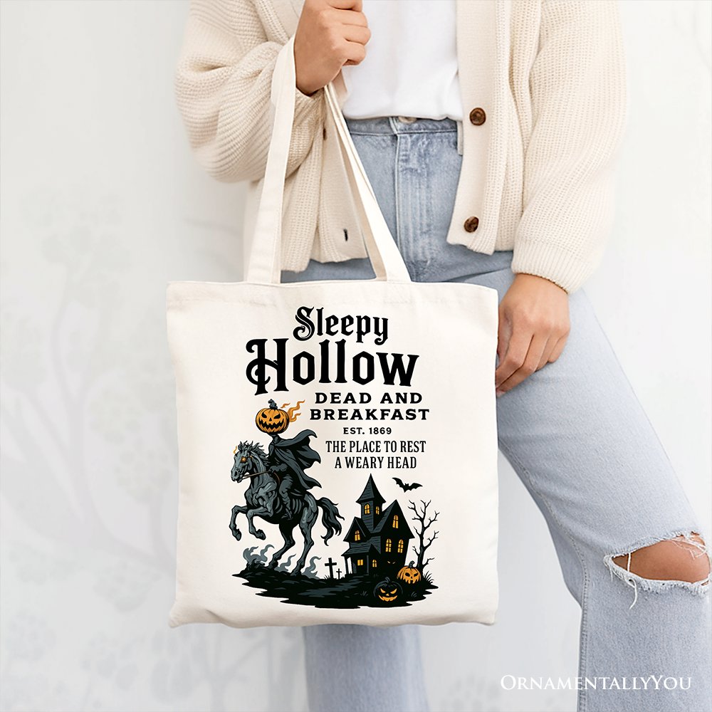 Sleepy Hollow Headless Horseman Canvas Tote, Retro Halloween Bag
