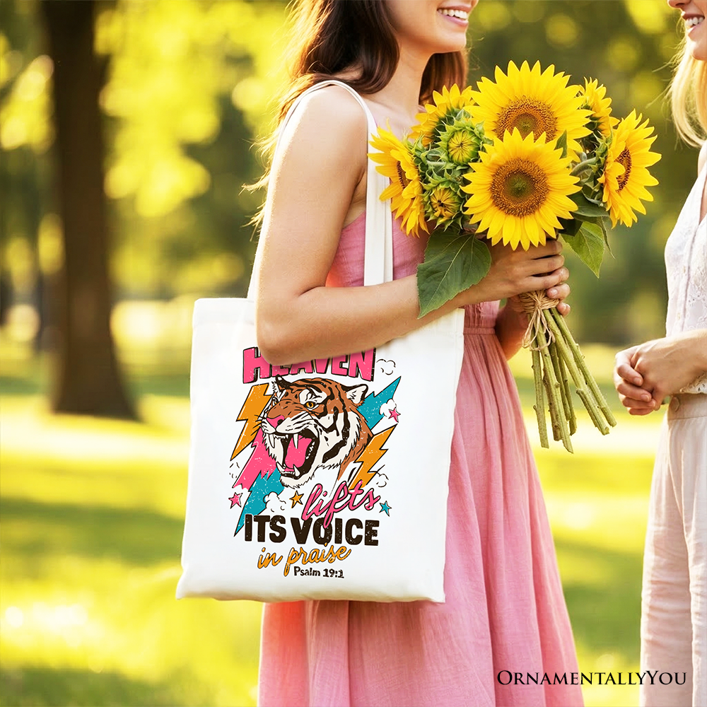 Psalm 19:1 Christian Canvas Tote Bag, Bohemian Faith Shopper
