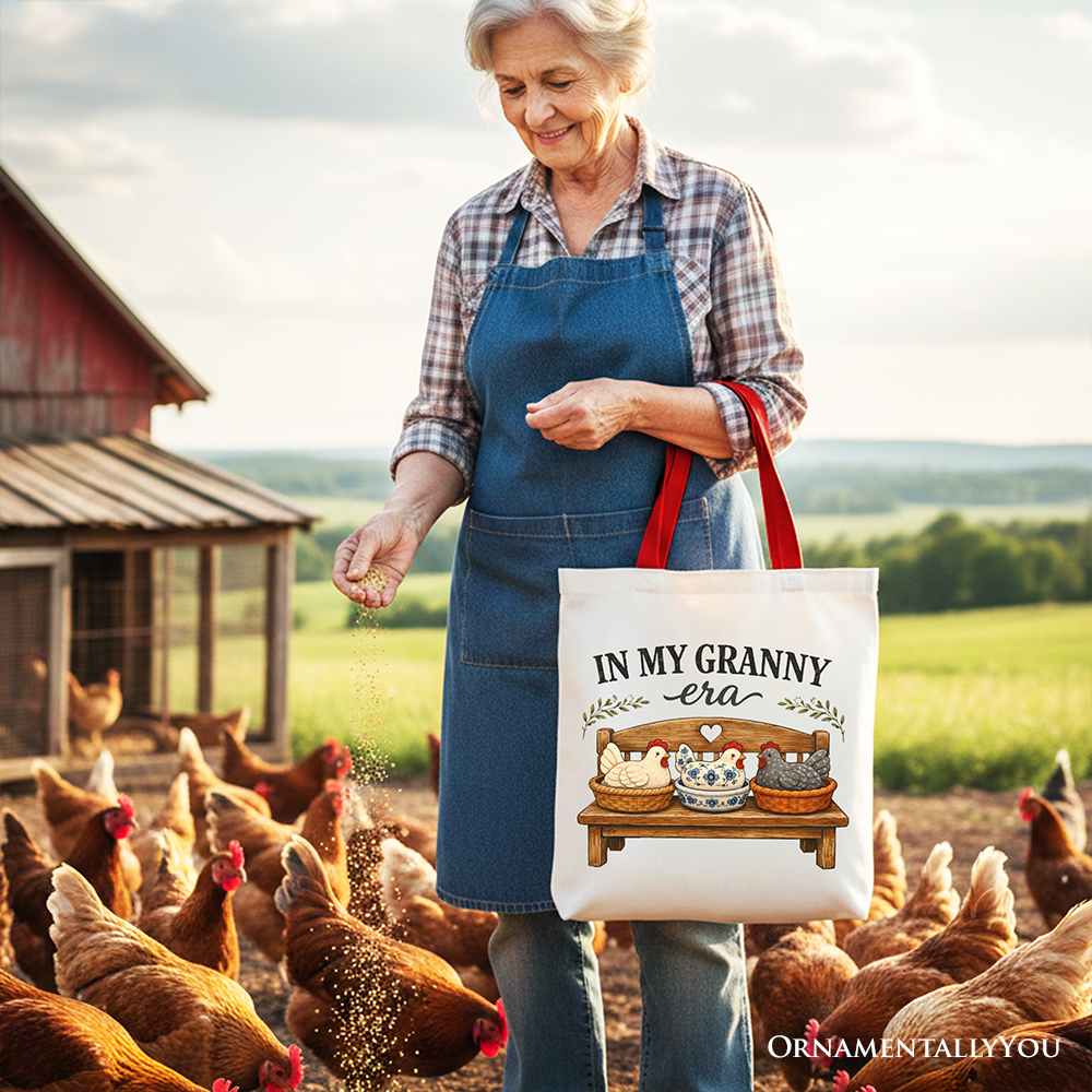 In My Granny Era Chicken Vintage Tote Bag – Farmhouse Cotton Shopper