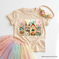 Kids Easter Bunny Floral Brushstroke T-Shirt in Beige