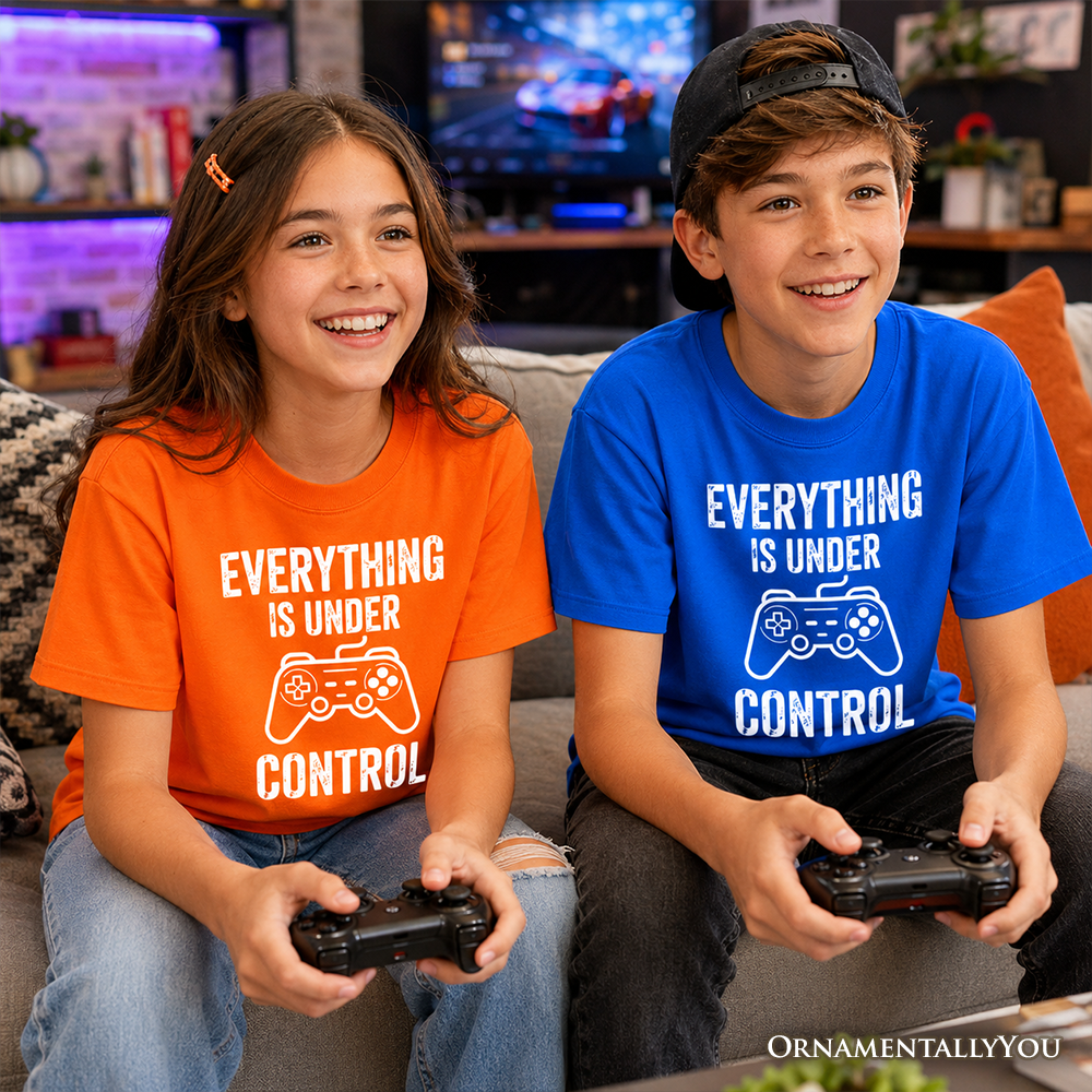 Kids Gamer T-Shirt Everything Is Under Control Graphic Cotton Tee