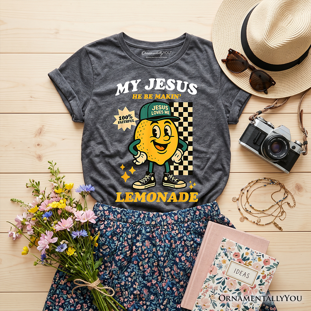 Funny Jesus Lemonade Graphic T-Shirt for Kids - Retro Youth Faith Tee