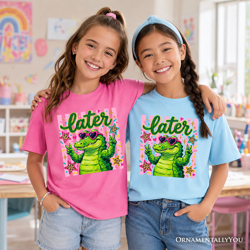 Later Alligator Kids T-Shirt - Whimsical Coquette Graphic Tee for Girls