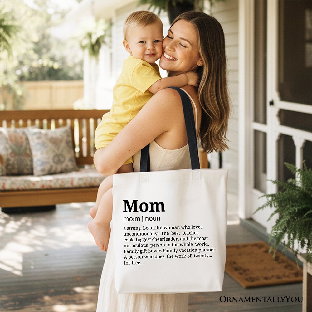 Mom Definition Canvas Tote Bag - Minimalist Cotton Shopper