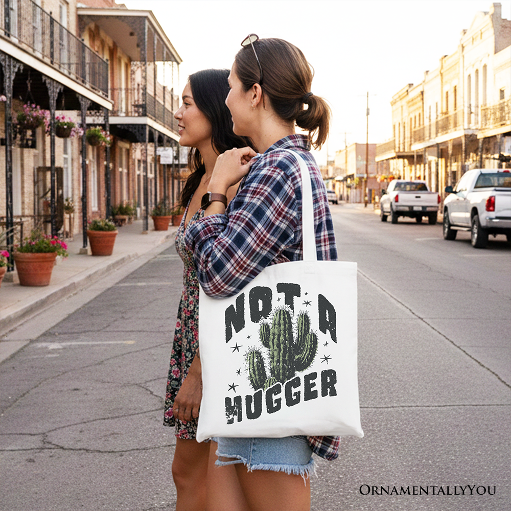 Not a Hugger Cactus Tote Bag - Funny Retro Sarcastic Gift Shopper
