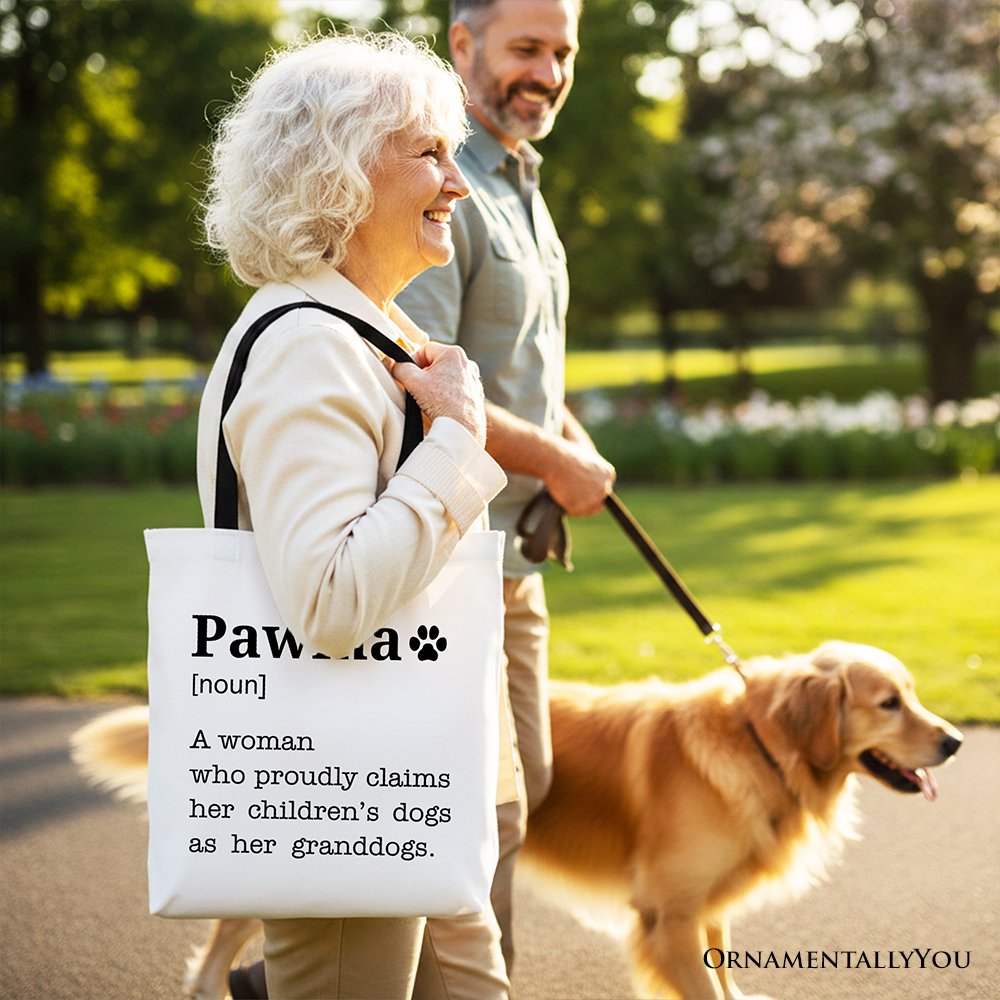 Pawma Definition Canvas Tote Bag, Funny Dog Mom Gift Shopper