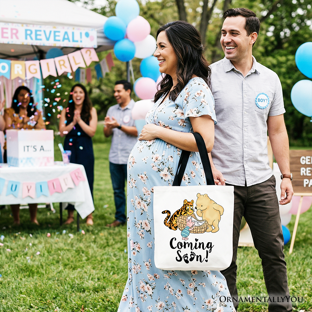 Winnie-the-Pooh Pregnancy Announcement Tote Bag, Baby Reveal Gift
