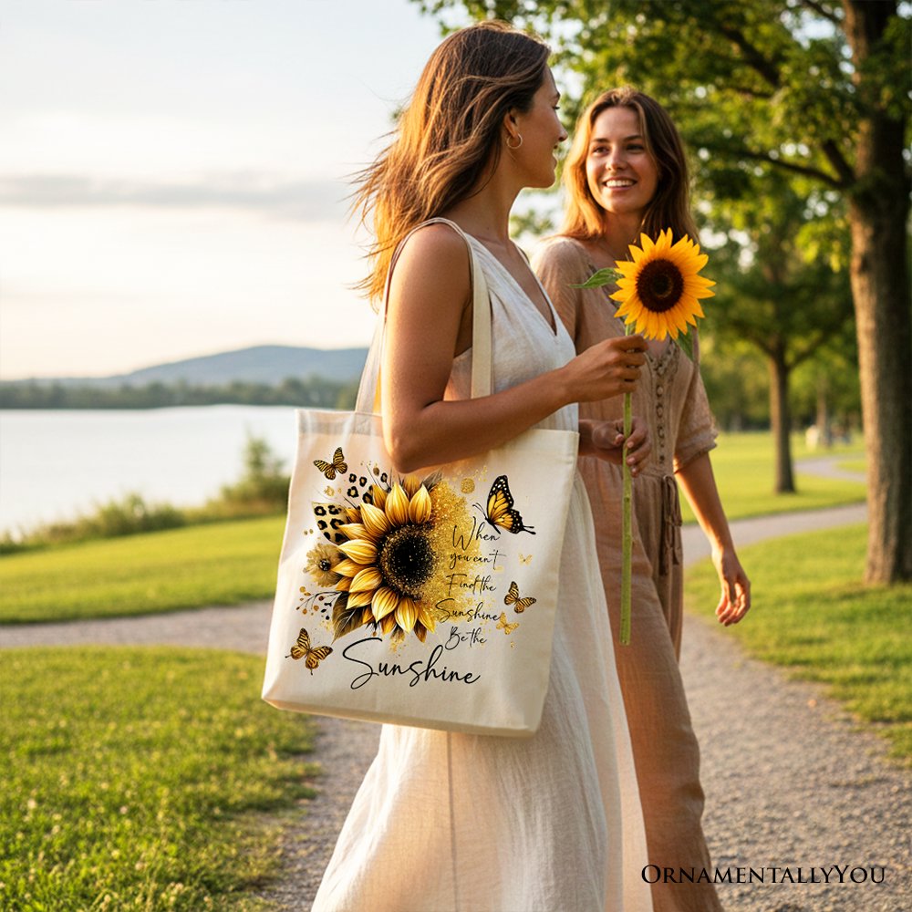 Be The Sunshine Sunflower Canvas Tote Bag, Bohemian Faith Gift
