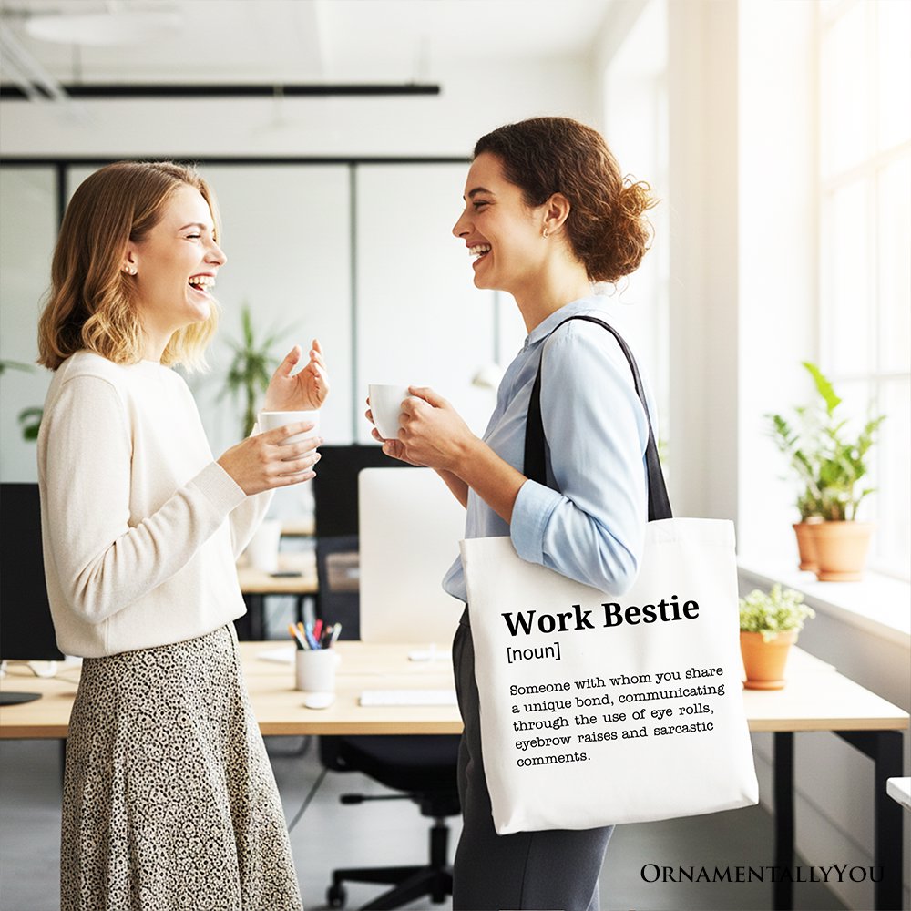 Work Bestie Definition Canvas Tote Bag, Funny Office Gift