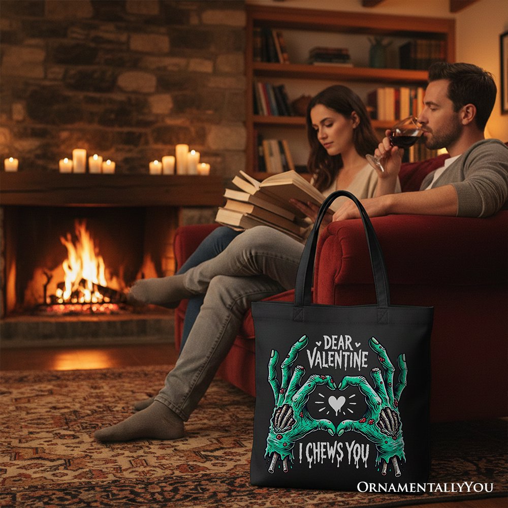 Zombie Valentine I Chews You Canvas Tote Bag Horror Gift