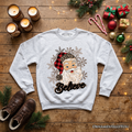 Believe Santa Buffalo Plaid Sweatshirt, Retro Christmas Sweater