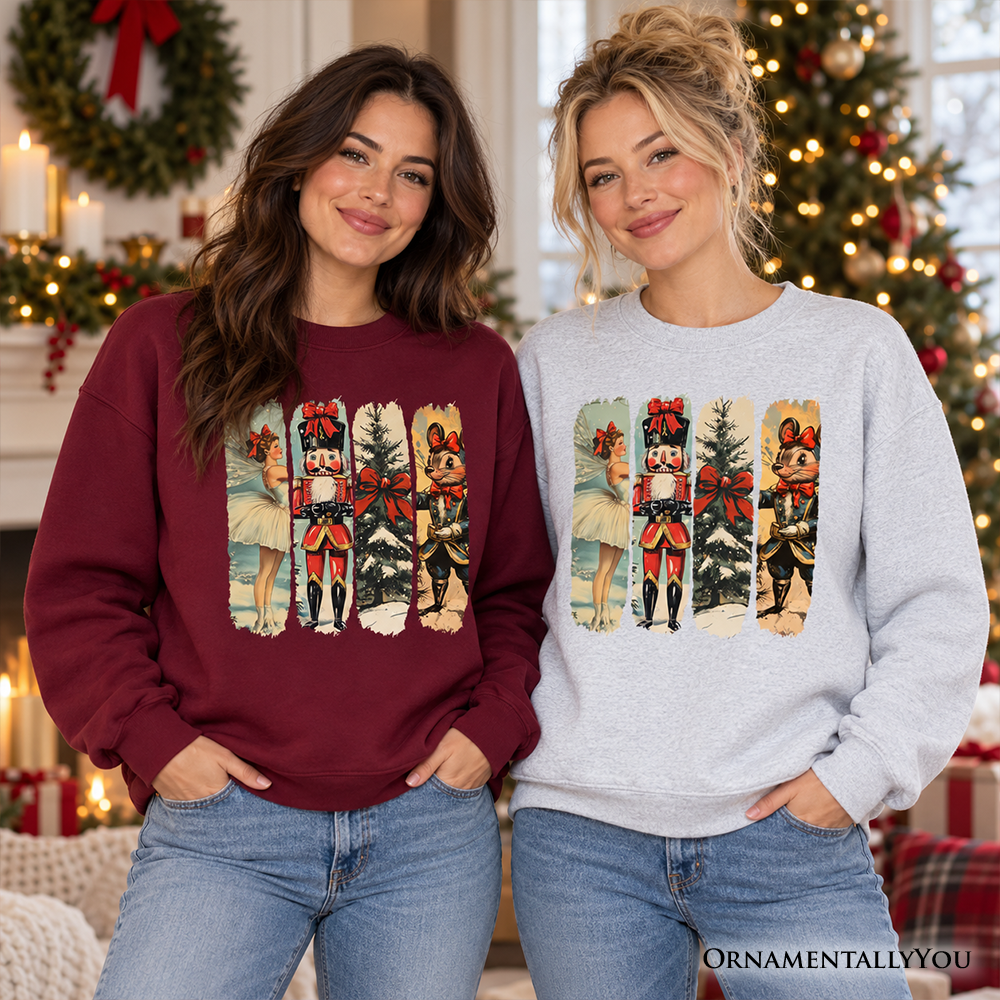 Ballet and Nutcracker Christmas Sweatshirt, Coquette Bow and Mouse Vintage Holiday Sweater