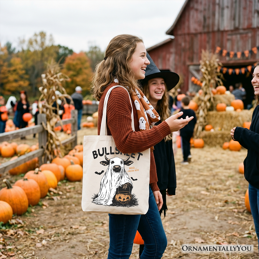 Bullsheet Halloween Bull Tote Bag, Funny Cow Trick-or-Treat Gift