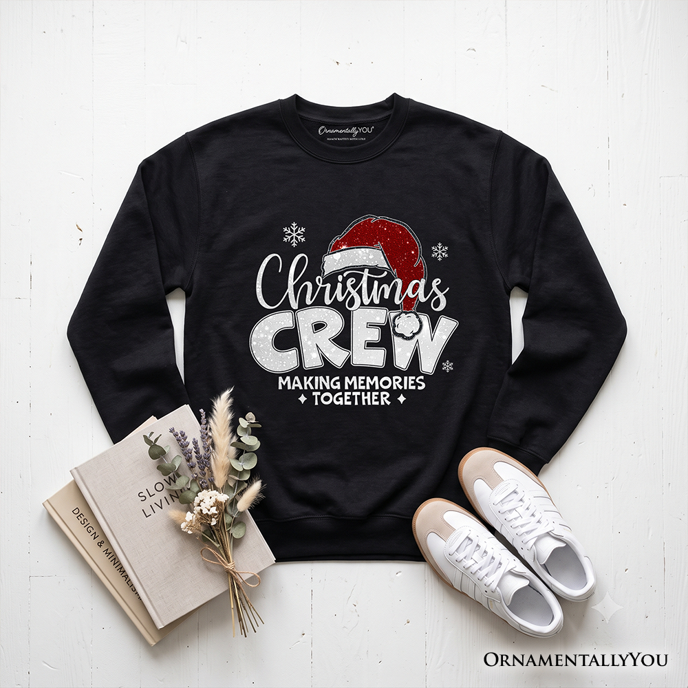 Christmas Crew Sweatshirt, Glitter Santa Hat Sweater for Making Memories