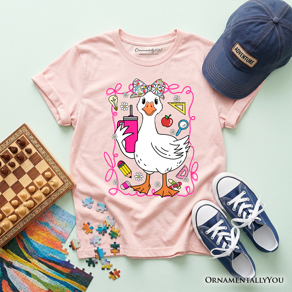 Kids Coquette School Goose T-Shirt Cute Funny Graphic Tee
