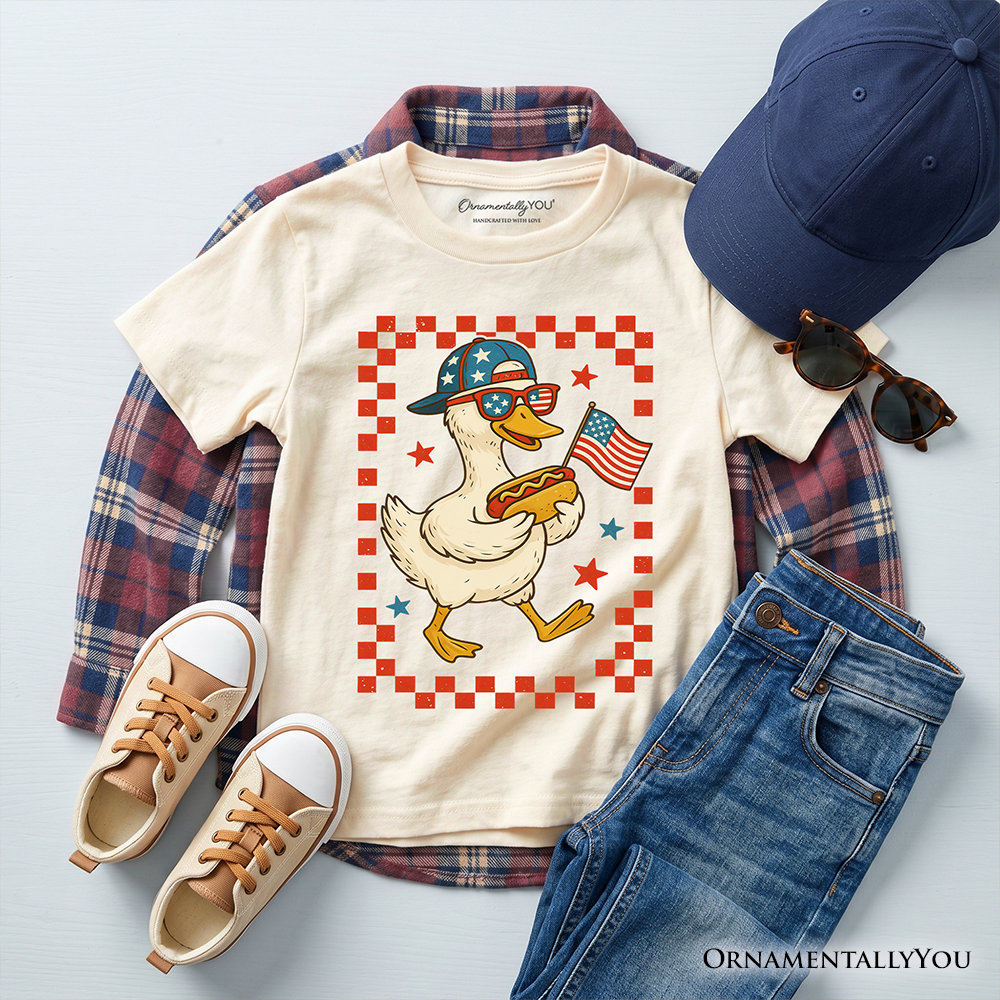Kids Patriotic 4th of July Duck T-Shirt Independence Day Graphic Tee
