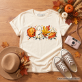Kids Cute Fall Characters T-Shirt, Pumpkin Ghost Leaf Pie Autumn Youth Tee
