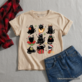 Kids Black Christmas Cat T-Shirt, Whimsical Santa Hat Tee